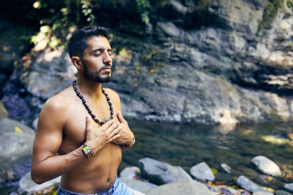 A Man Practicing Heart Chakra Affirmations